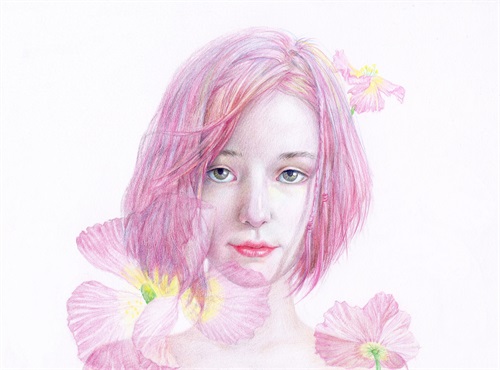 简单水溶彩铅人物画像